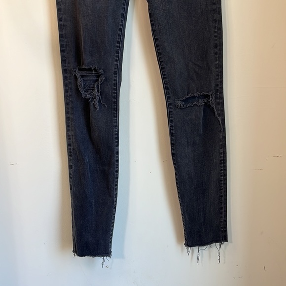 Madewell 9” High-Rise Skinny Black Distressed Denim Jeans Size 26 - Picture 6 of 9